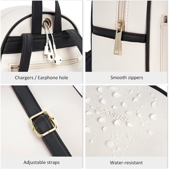 ECOSUSI Cute Bowknot Small Backpack Ladies Leather Satchel Bag with Charm Tassel